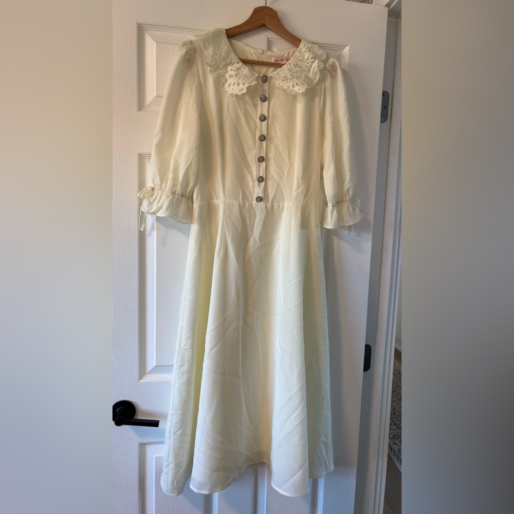 Ivy City Co Cream Puff Sleeve Dress
